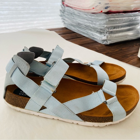 Design Lab Lord & Taylor Blue Velcro Strap Closure Comfort Sandal Size 11 - Picture 8 of 10